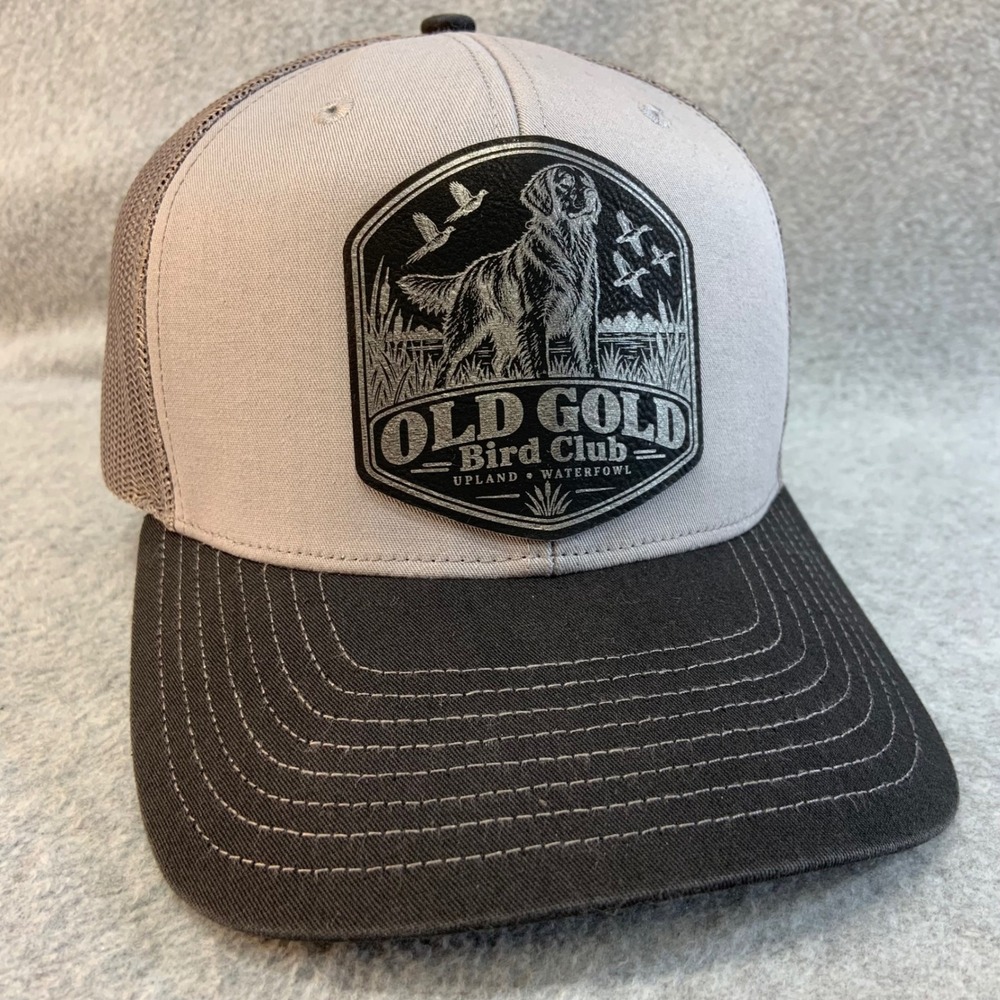 Old Gold Bird Club Mens Grey Richardson Trucker Hat Snapback Hunting Dog OSFM